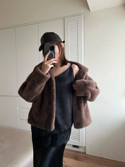 ST4528 細帶拚蕾絲緞面背心