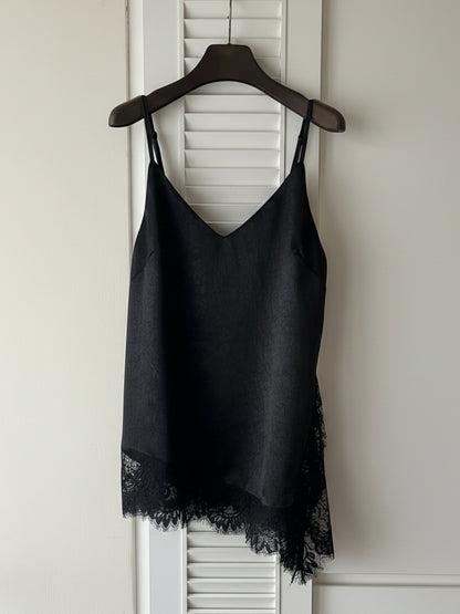 ST4528 細帶拚蕾絲緞面背心