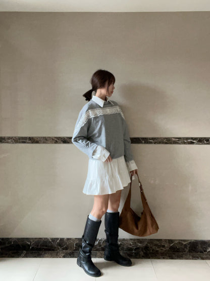 DS3512 下荷葉襯衫洋裝