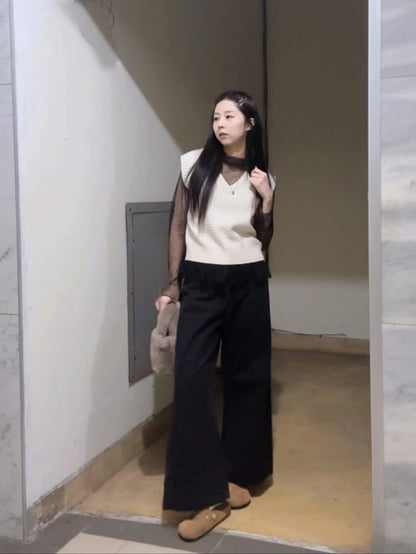 ST4527 點點網紗立領荷葉上衣