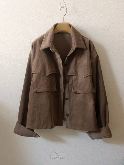 10A209 挺料燈心絨口袋襯衫