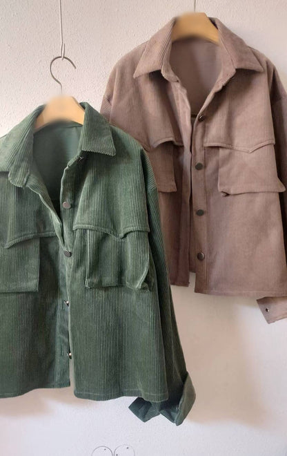 10A209 挺料燈心絨口袋襯衫