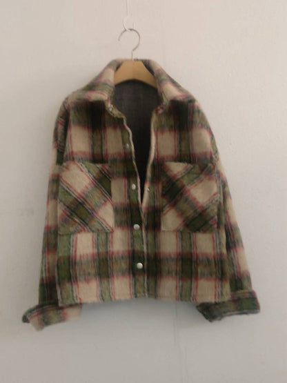 10A208 毛鬚感格紋襯衫外套