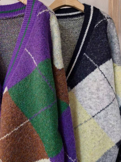 10A204 菱格紋針織外套