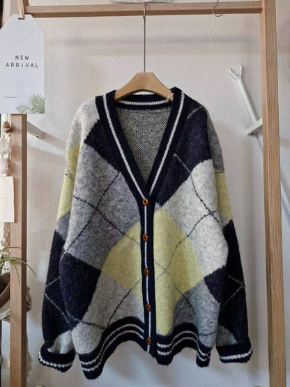 10A204 菱格紋針織外套