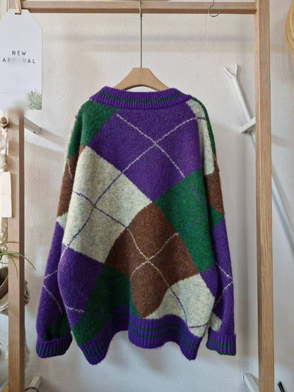 10A204 菱格紋針織外套