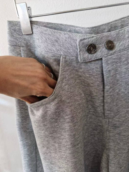 10A202 雙扣棉長寬褲