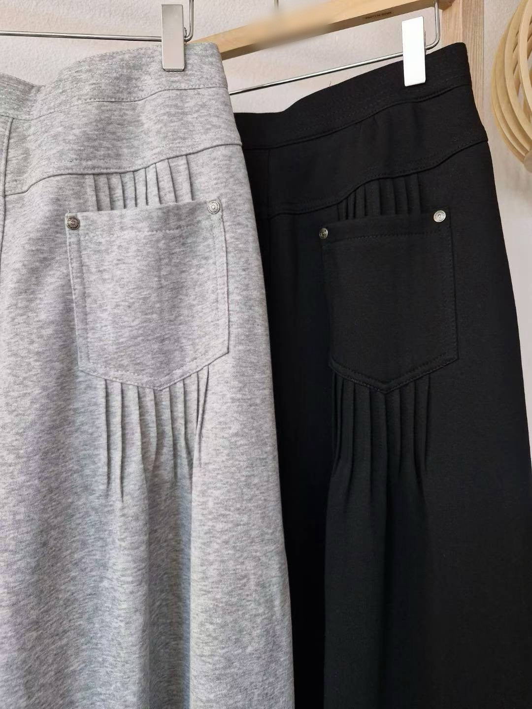 10A202 雙扣棉長寬褲