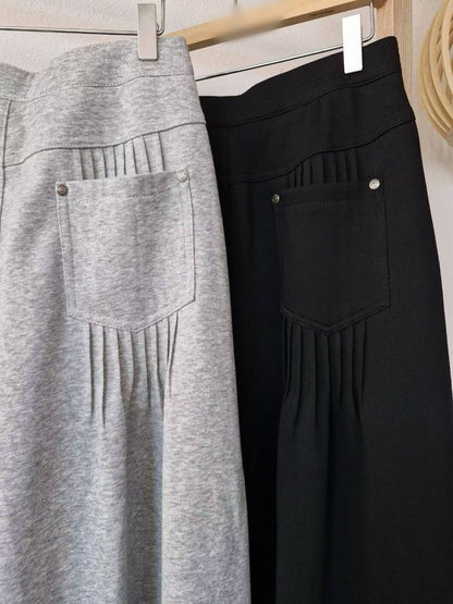 10A202 雙扣棉長寬褲