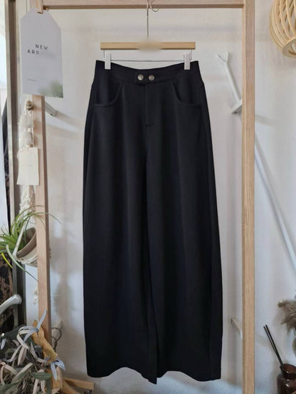 10A202 雙扣棉長寬褲