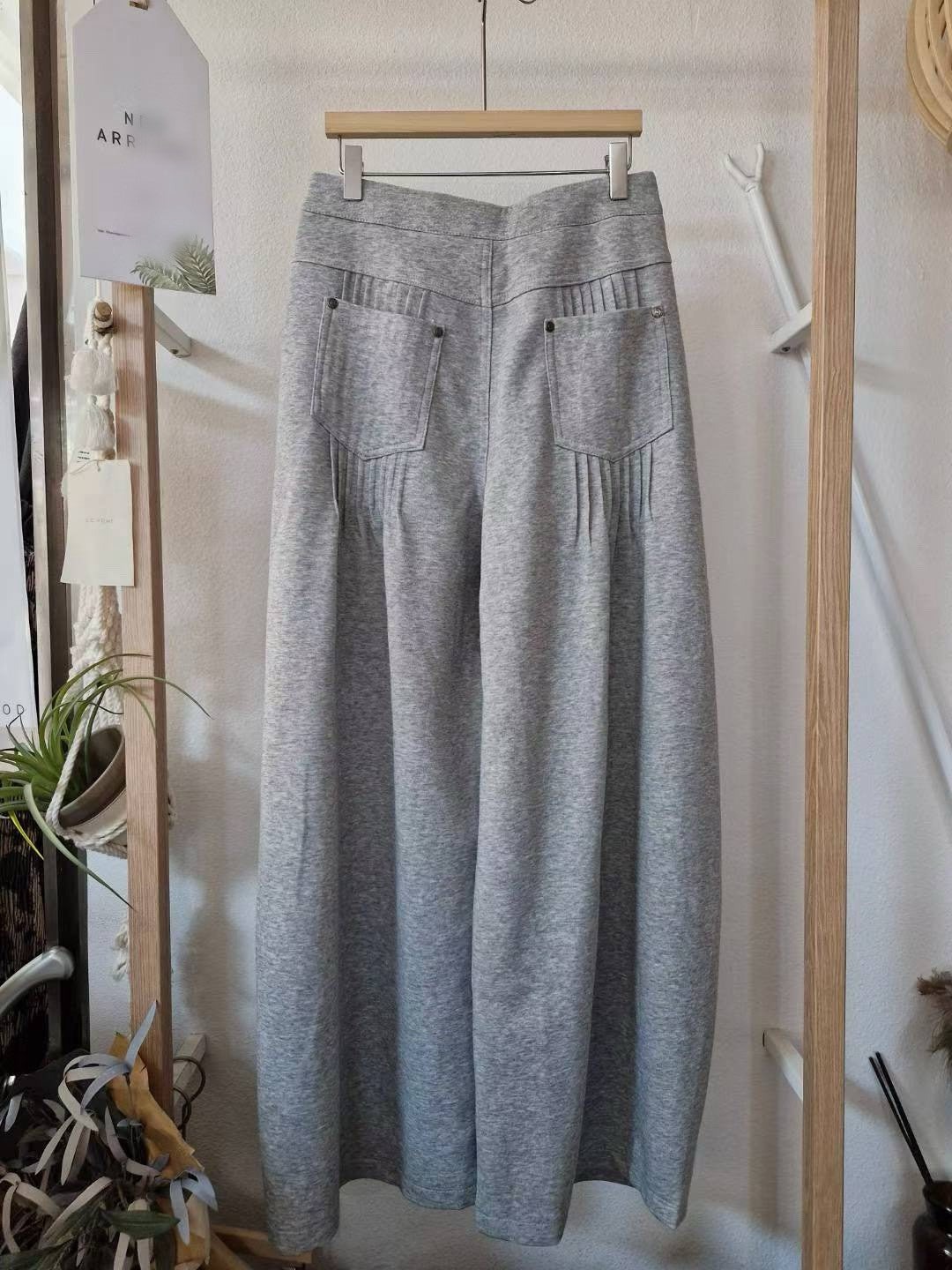 10A202 雙扣棉長寬褲