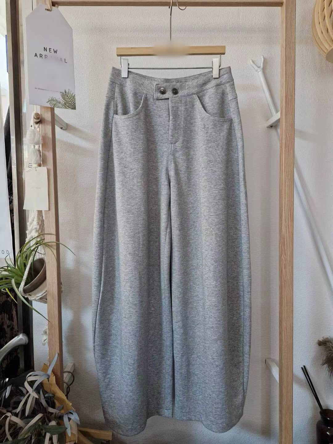 10A202 雙扣棉長寬褲