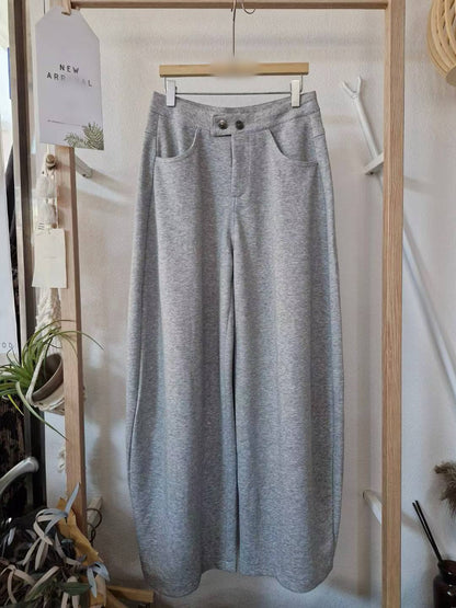 10A202 雙扣棉長寬褲