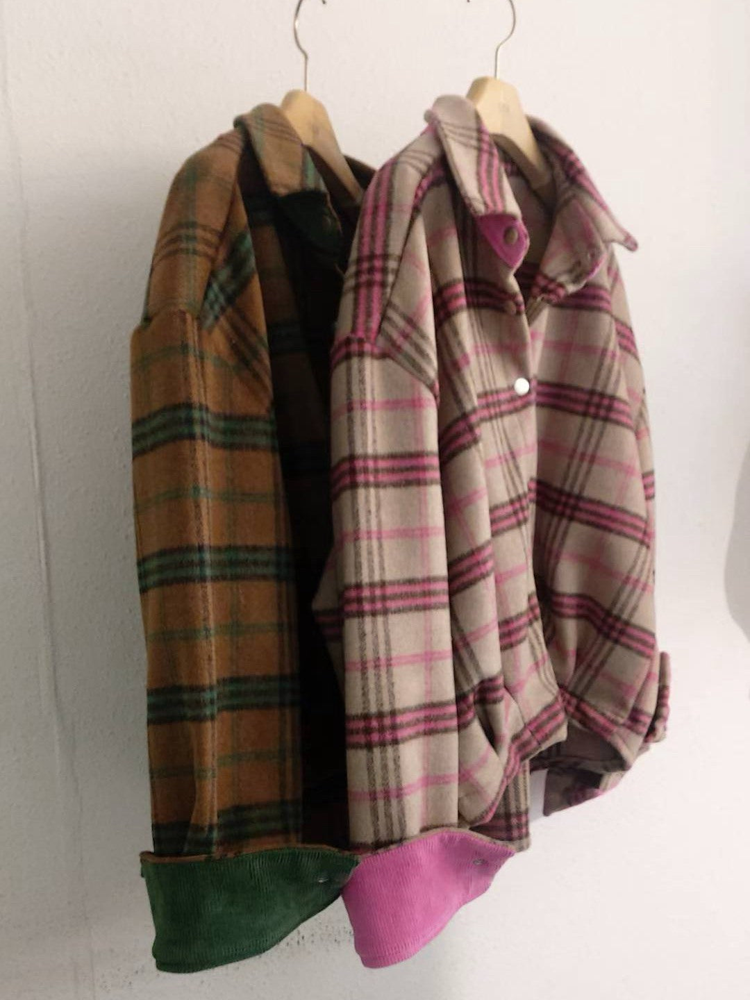 10A201 燈心絨格紋襯衫外套