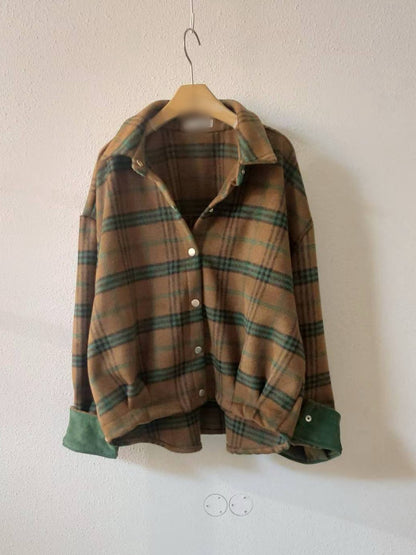 10A201 燈心絨格紋襯衫外套