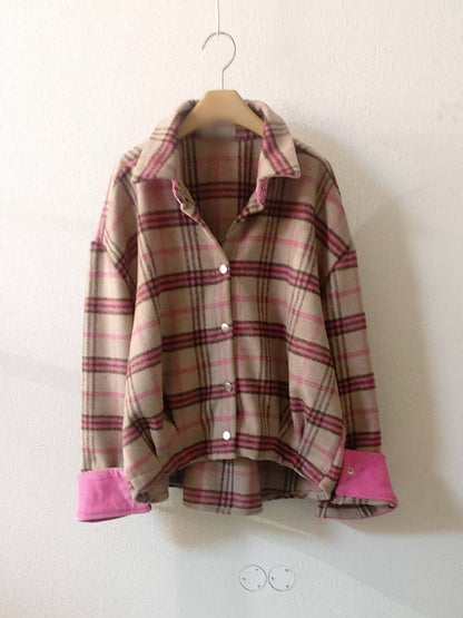 10A201 燈心絨格紋襯衫外套