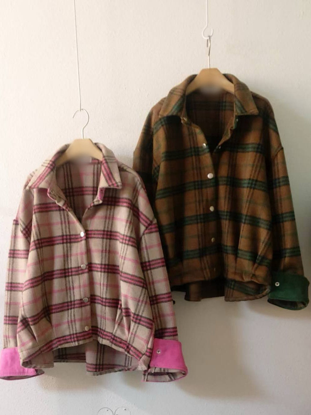 10A201 燈心絨格紋襯衫外套