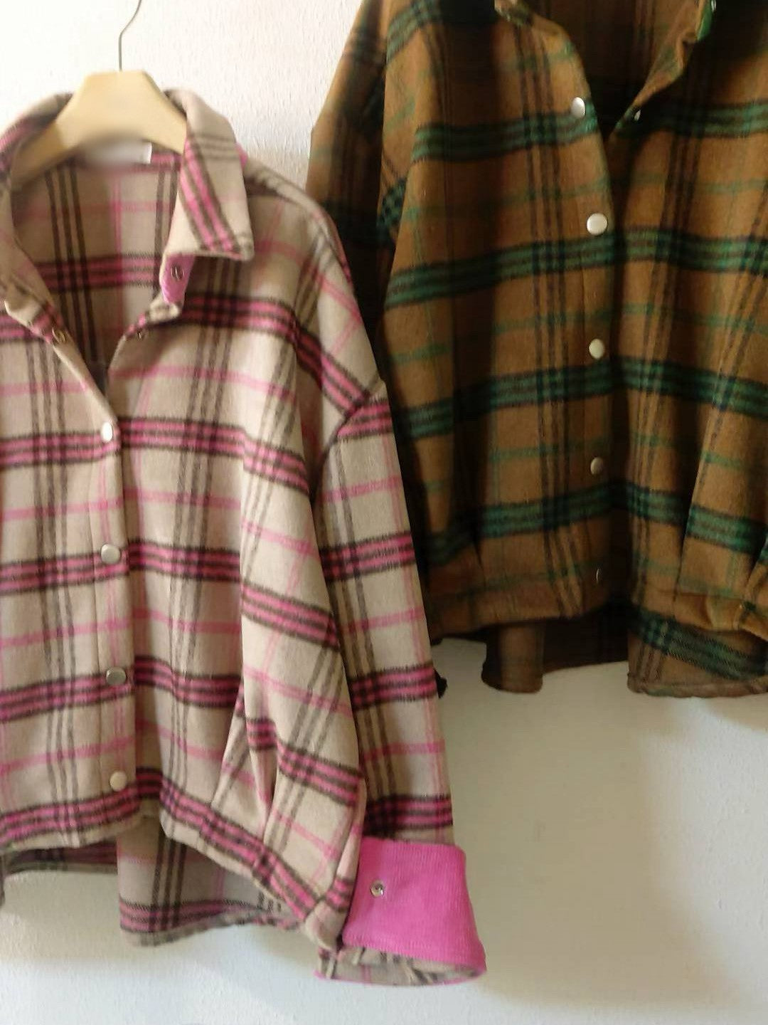 10A201 燈心絨格紋襯衫外套