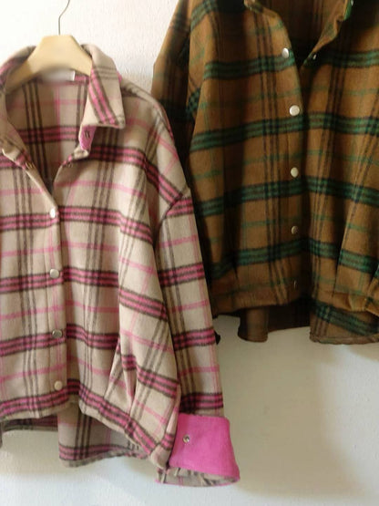 10A201 燈心絨格紋襯衫外套