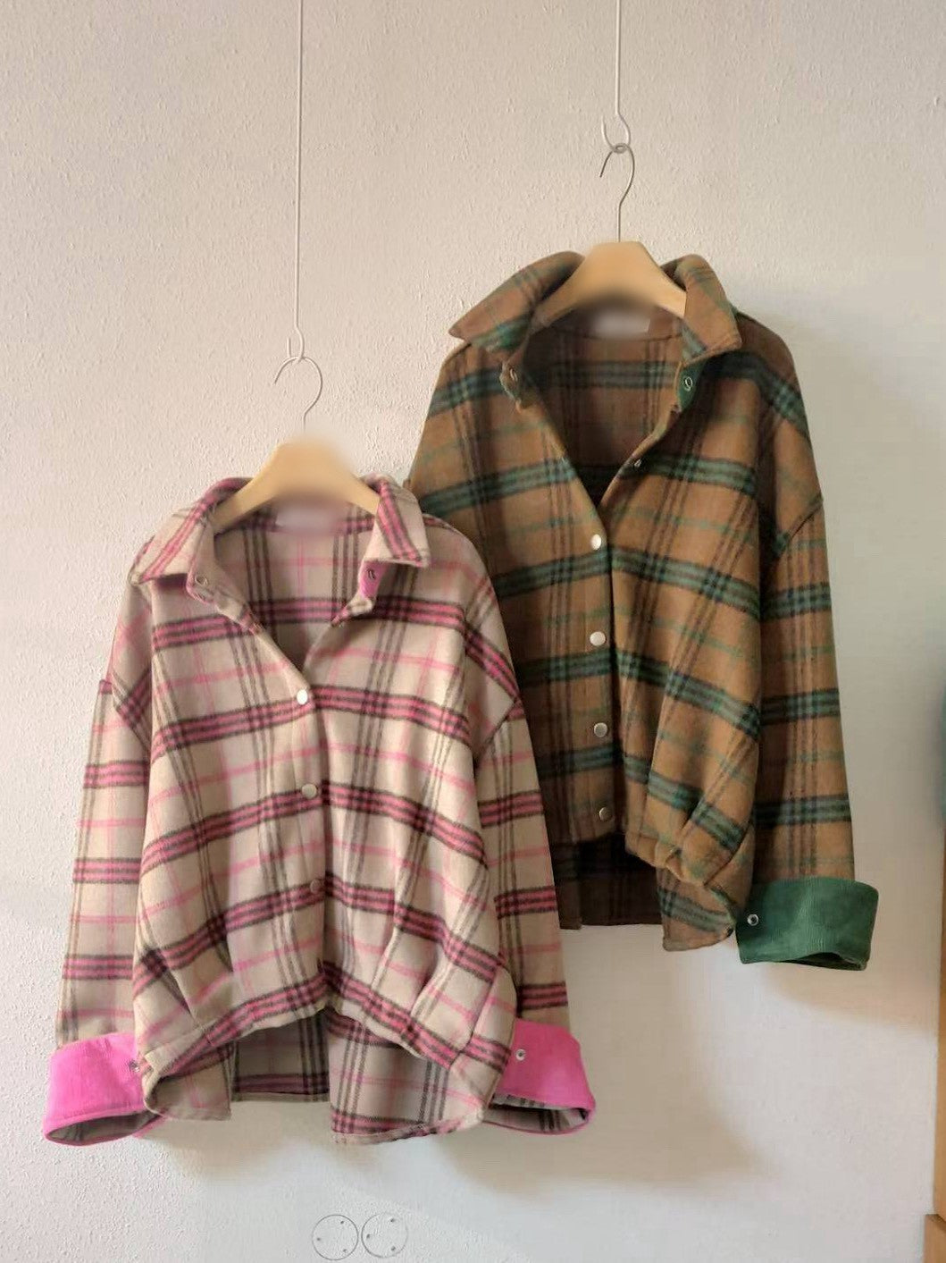 10A201 燈心絨格紋襯衫外套