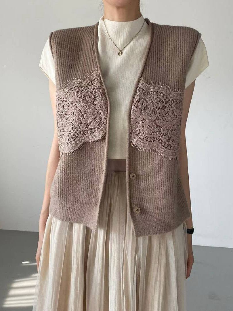 10B105 蕾絲螺紋針織背心