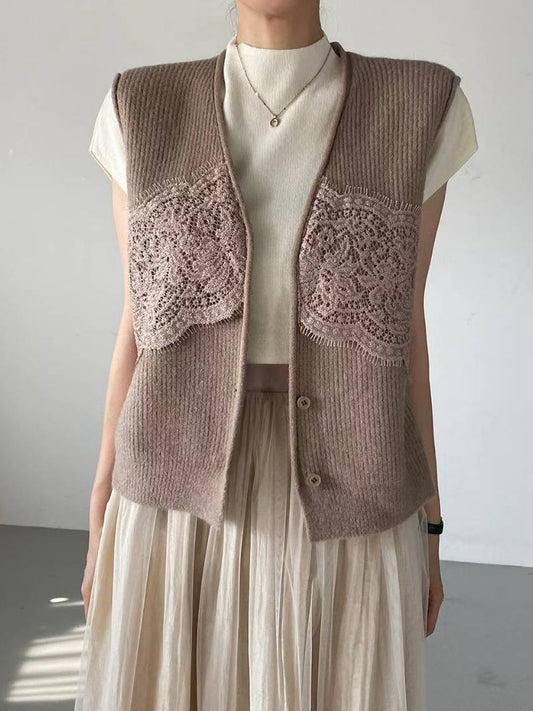 10B105 蕾絲螺紋針織背心