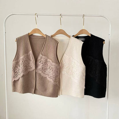 10B105 蕾絲螺紋針織背心