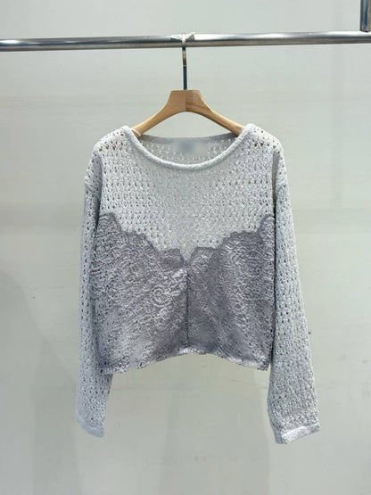 10B103 勾針下蕾絲針織衫