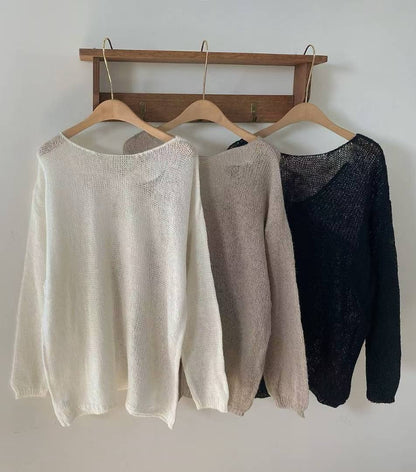 10B102 後蝴蝶結透膚感針織毛衣