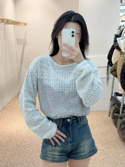 10B103 勾針下蕾絲針織衫