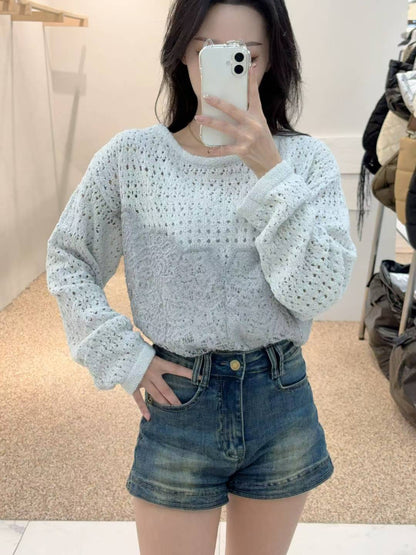 10B103 勾針下蕾絲針織衫