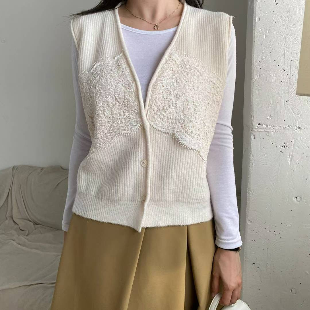 10B105 蕾絲螺紋針織背心