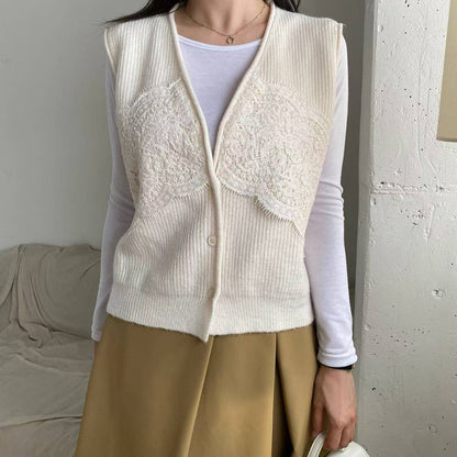 10B105 蕾絲螺紋針織背心
