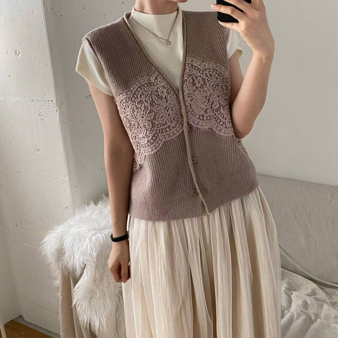 10B105 蕾絲螺紋針織背心