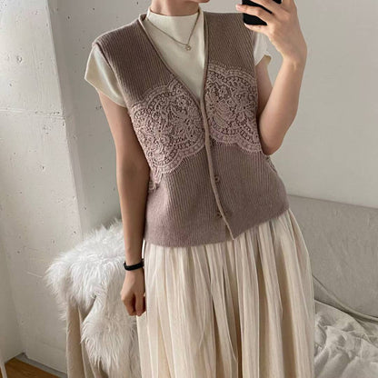 10B105 蕾絲螺紋針織背心