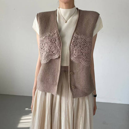 10B105 蕾絲螺紋針織背心