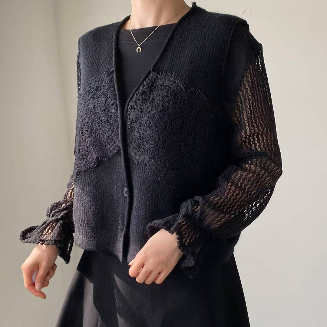 10B105 蕾絲螺紋針織背心