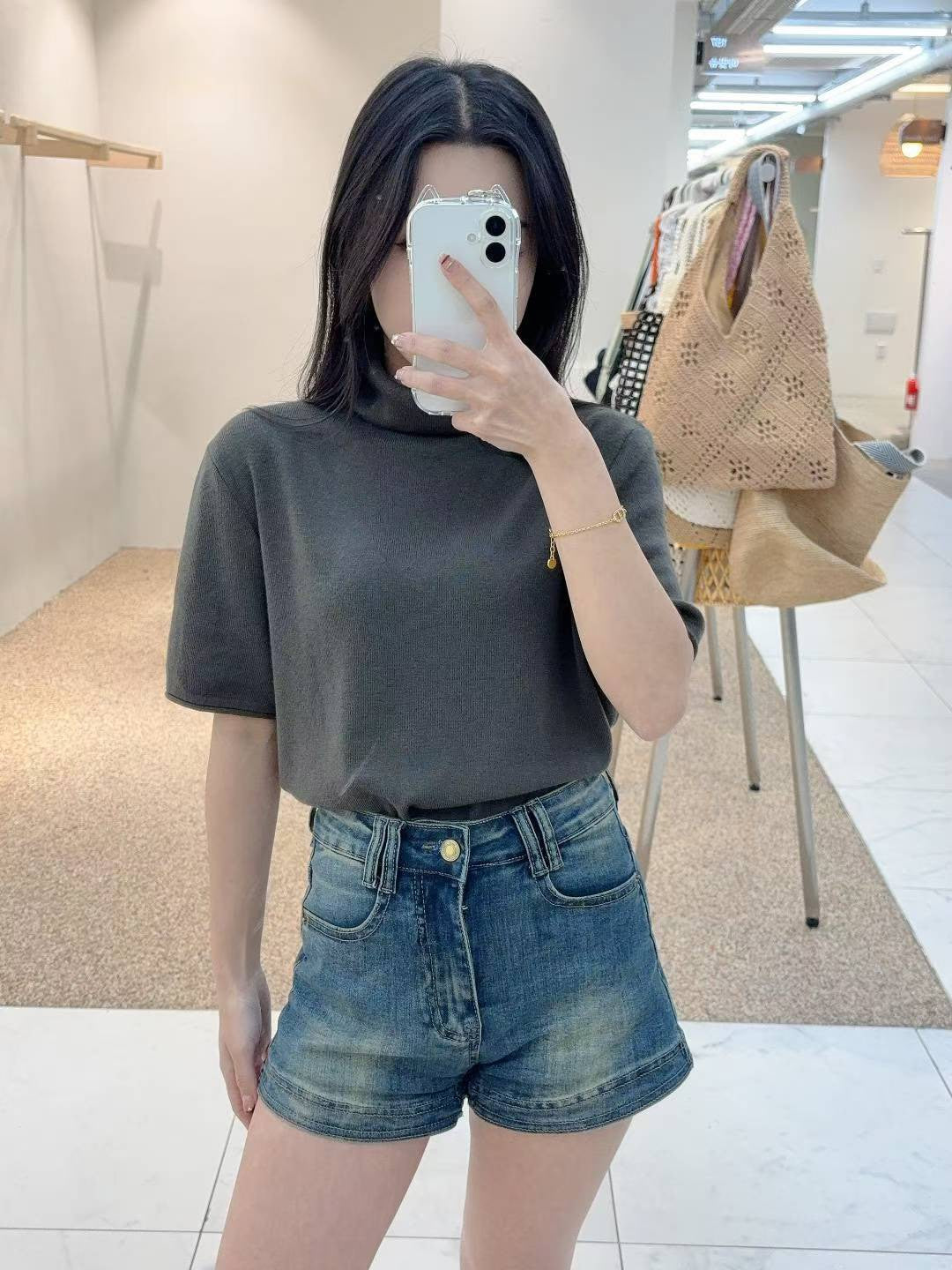 10B117 立領短袖針織衫