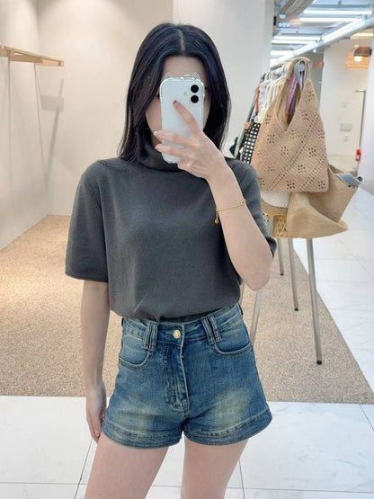 10B117 立領短袖針織衫