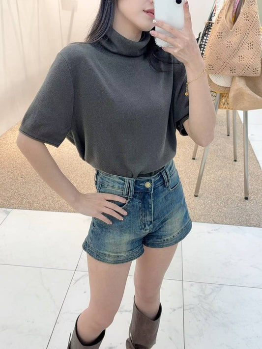 10B117 立領短袖針織衫