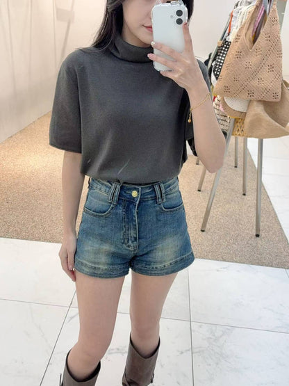 10B117 立領短袖針織衫