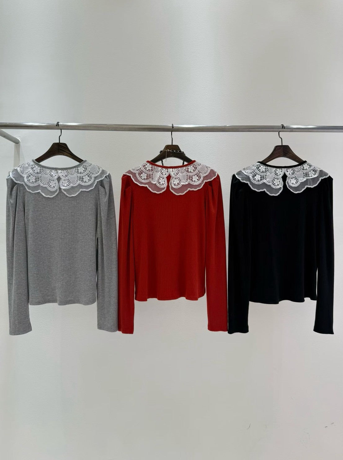 10B212 蕾絲假兩件針織衫