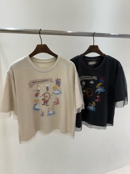 10B210 愛麗絲拚點點軟紗短T