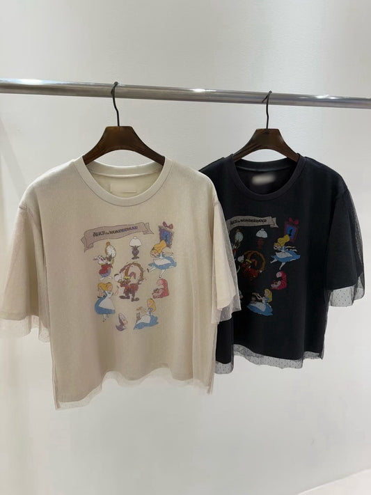 10B210 愛麗絲拚點點軟紗短T