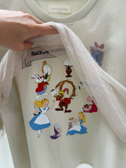 10B210 愛麗絲拚點點軟紗短T