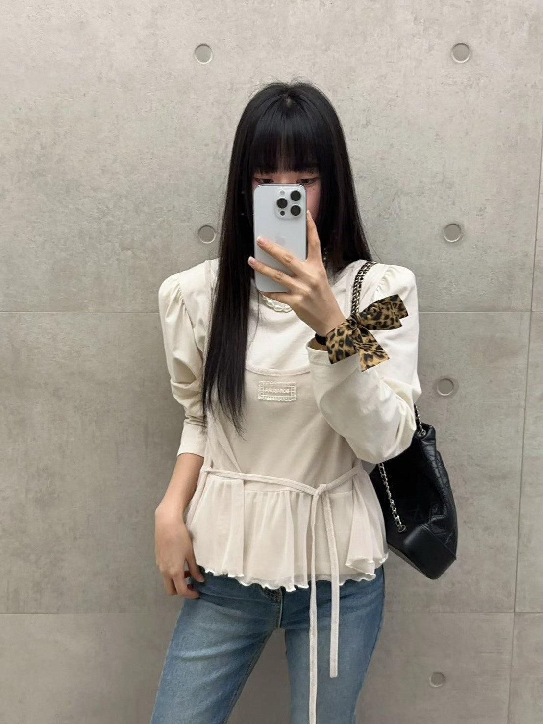 10B206 花苞袖棉T+標籤網紗細帶背心