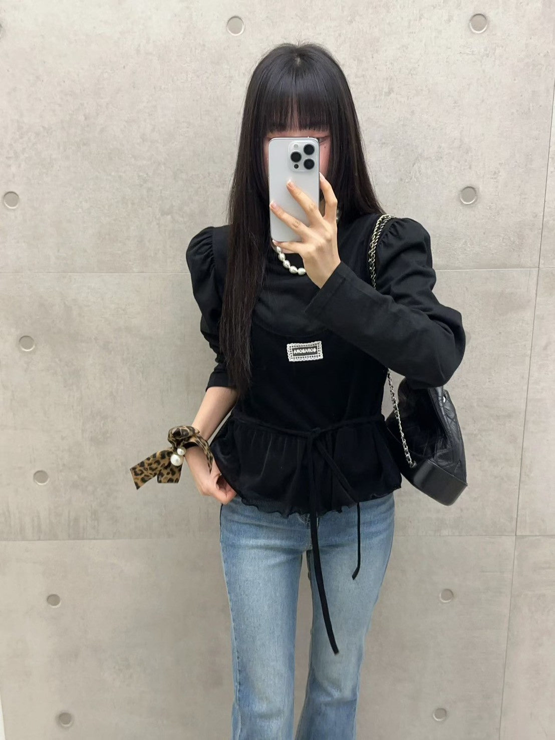 10B206 花苞袖棉T+標籤網紗細帶背心