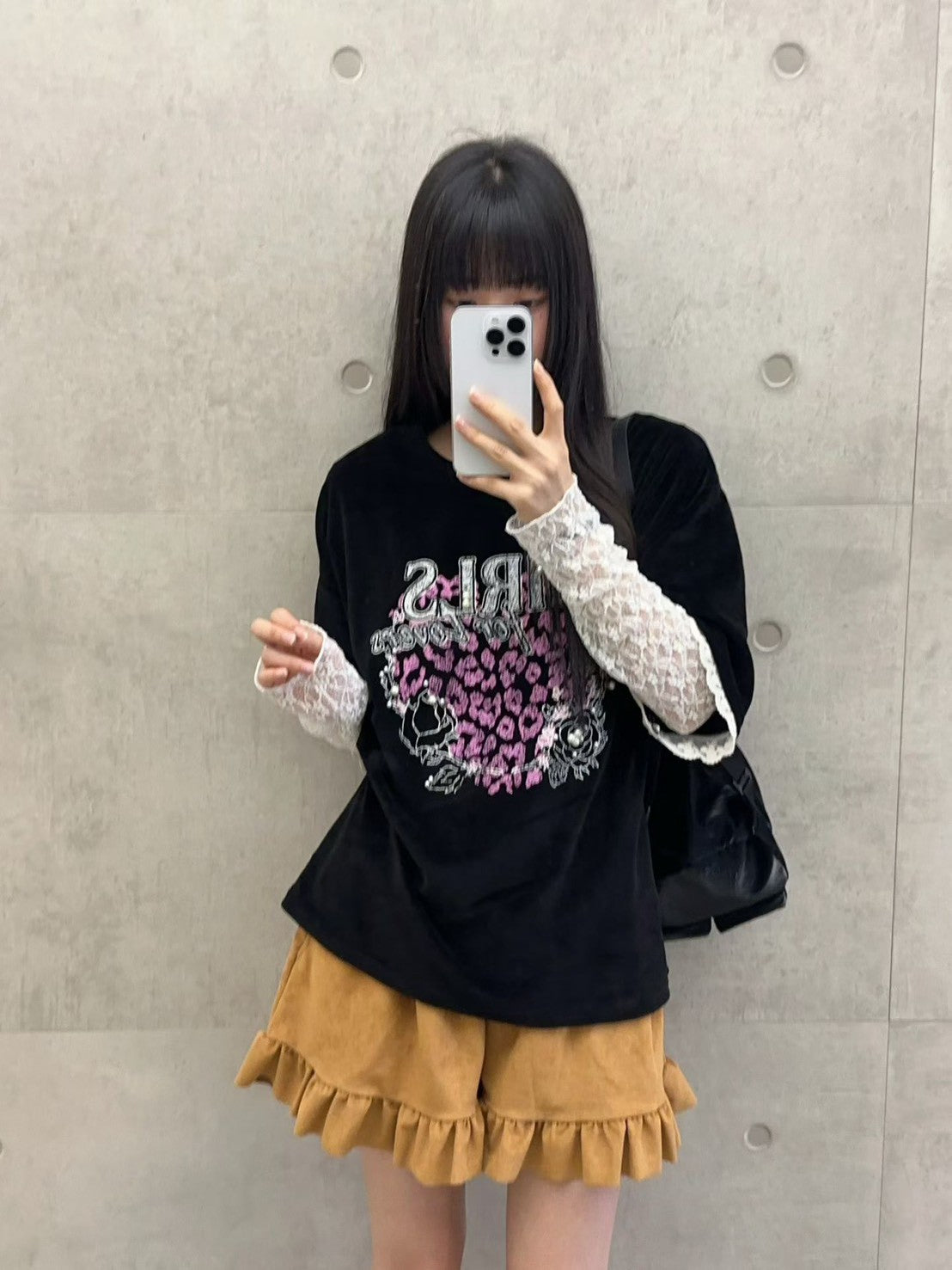 10B207 GIRLS粉紅豹紋絨面短袖上衣