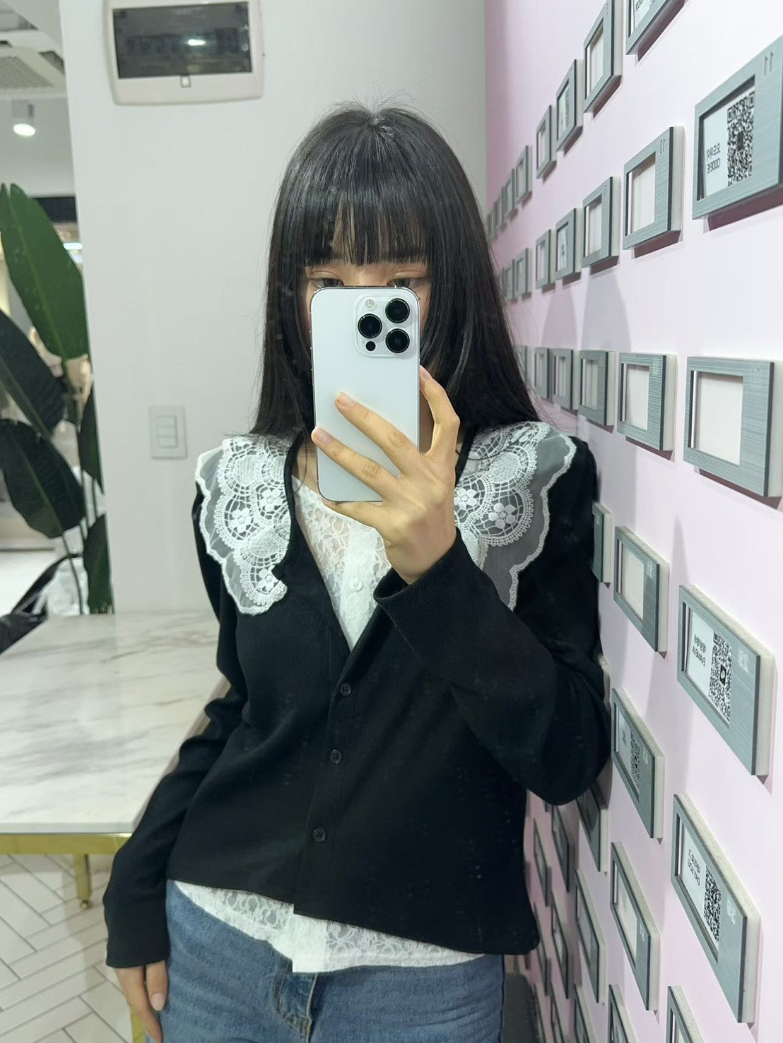 10B212 蕾絲假兩件針織衫