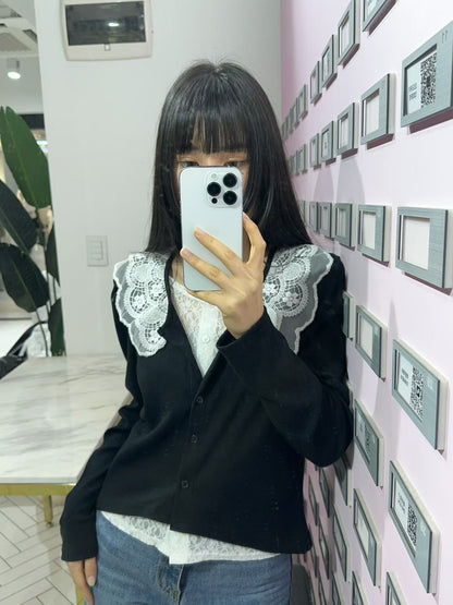 10B212 蕾絲假兩件針織衫